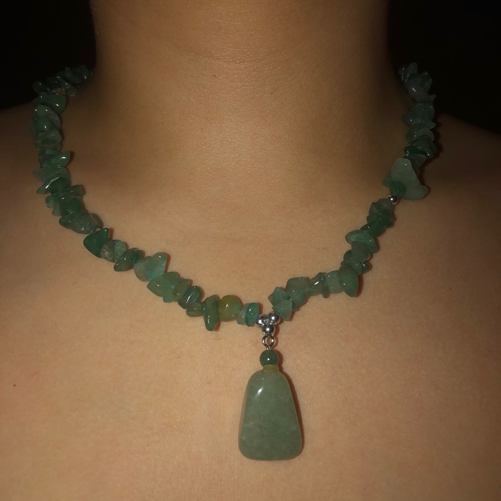 GREEN STONE HANDMADE REAL NECKLACE